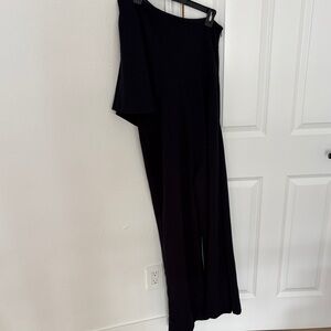 Adrianna Papell Black One-Shoulder Wide-Leg Jumpsuit